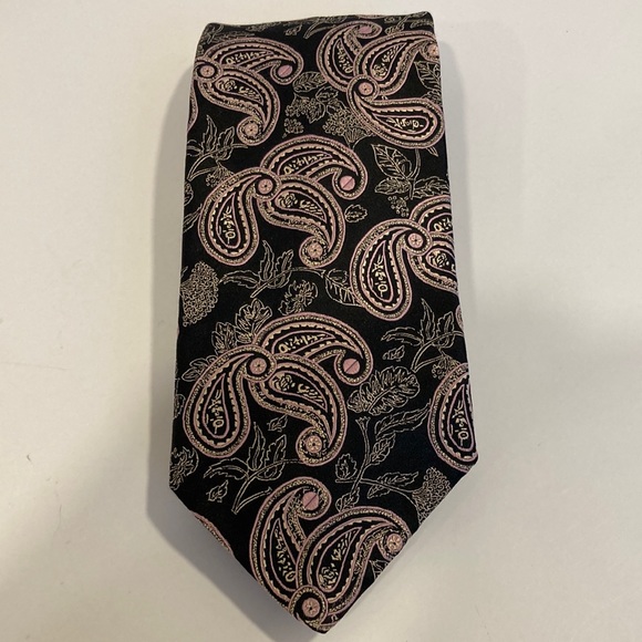 Robert Talbott Best of Class Tie Black with Pink Paisley - Picture 2 of 9